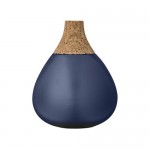 Vase bleu fonce scandinave et liege Bloomingville - Ruben